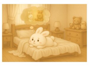 こまちちゃんの回想。よしのおばあちゃんがやさしく語りかけている様子。