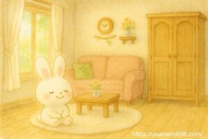 整理されたクローゼットの前で、こまちちゃんが穏やかに未来を見つめるラストシーン。