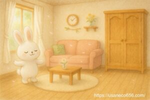 こまちちゃんがそよ風を感じながら、深呼吸しているシーン。